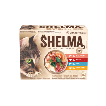 Shelma multipack12x85g salmon,cod,beef,chicken in gravy 